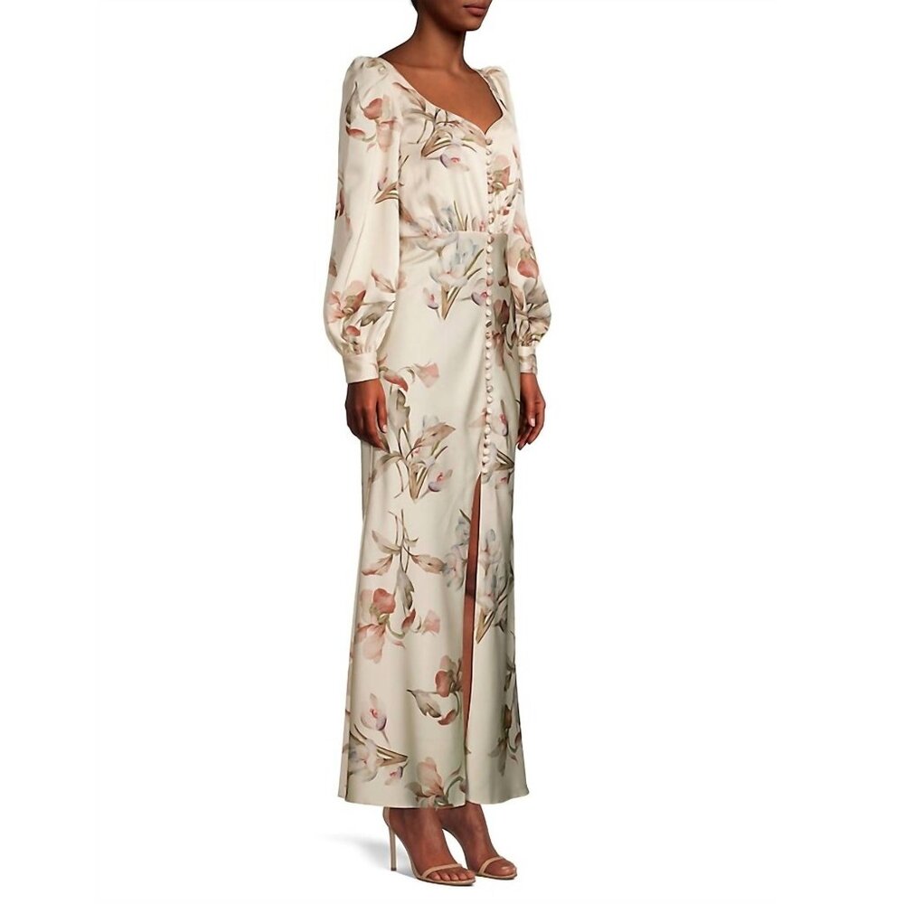 NWT SACHIN + BABI AMY Dress in Eggshell Venetia Petals Floral Satin Maxi Long 2 - Picture 3 of 14